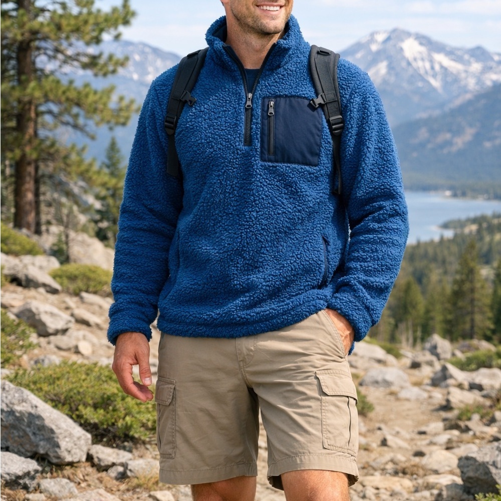 Sherpa Adventure Gear Men’s 1/4 Zip Pullover Size M Blue Outdoor Hiking Jacket